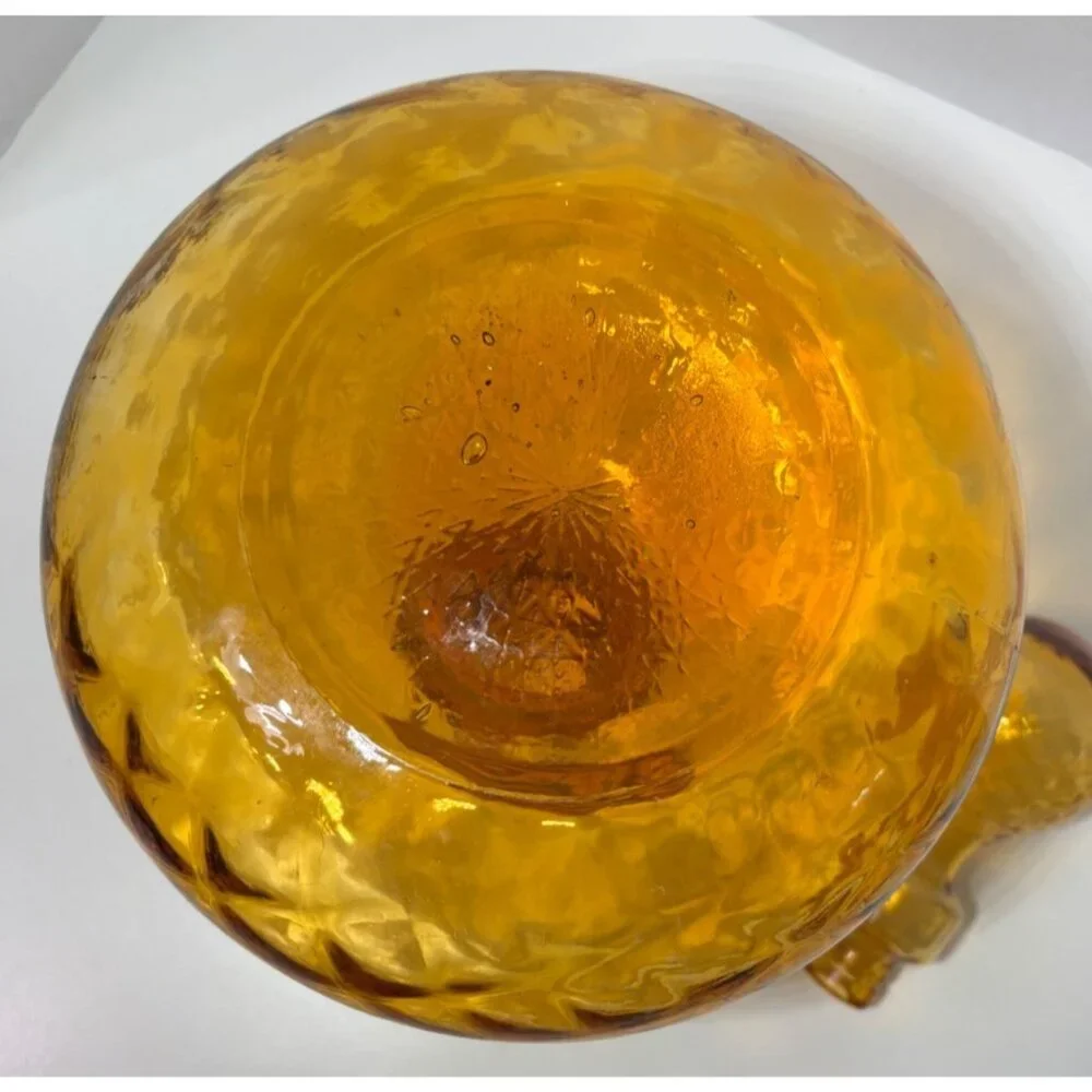 Vintage Empoli Deep Amber Genie Bottle Ship's Decanter with Stopper Quilted Opti - Picture 7 of 8